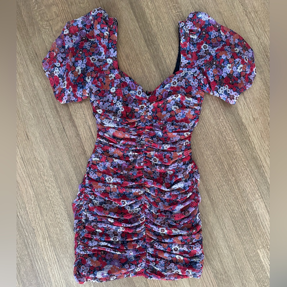 Zara Red and Purple Floral Dress